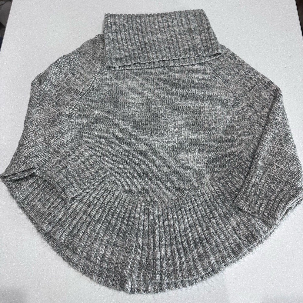 Women's Gray Turtleneck Poncho Sweater